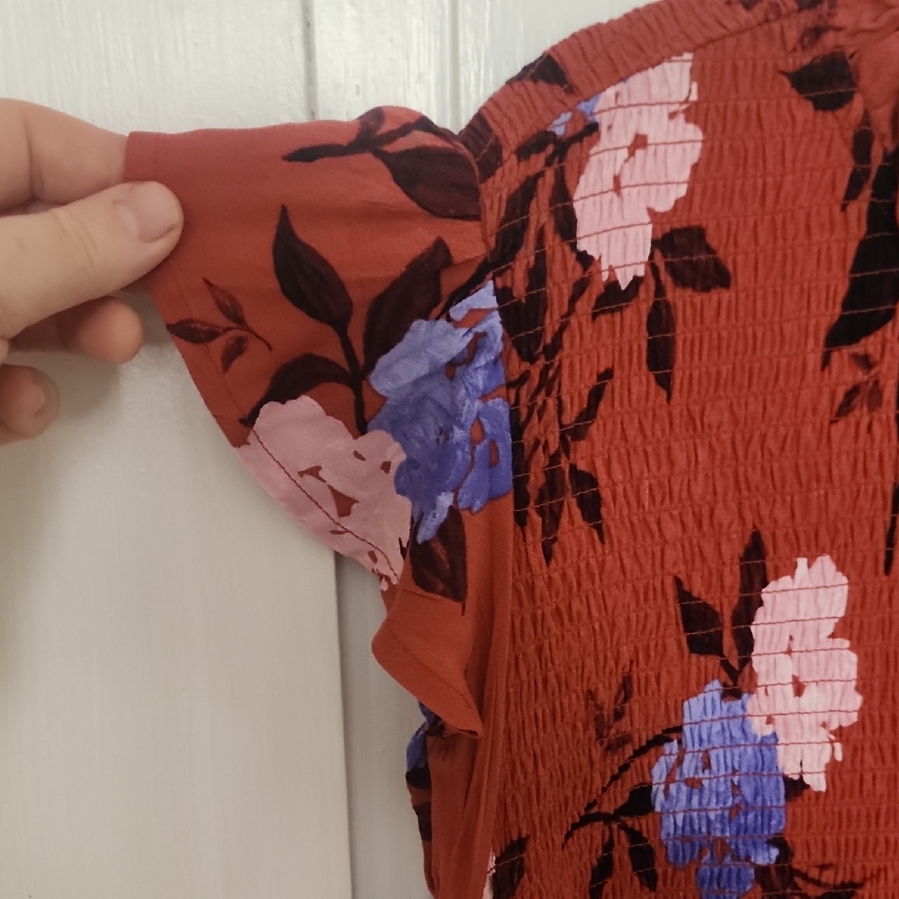 Time and Tru Rust Floral Midi Dress - Picture 4 of 6